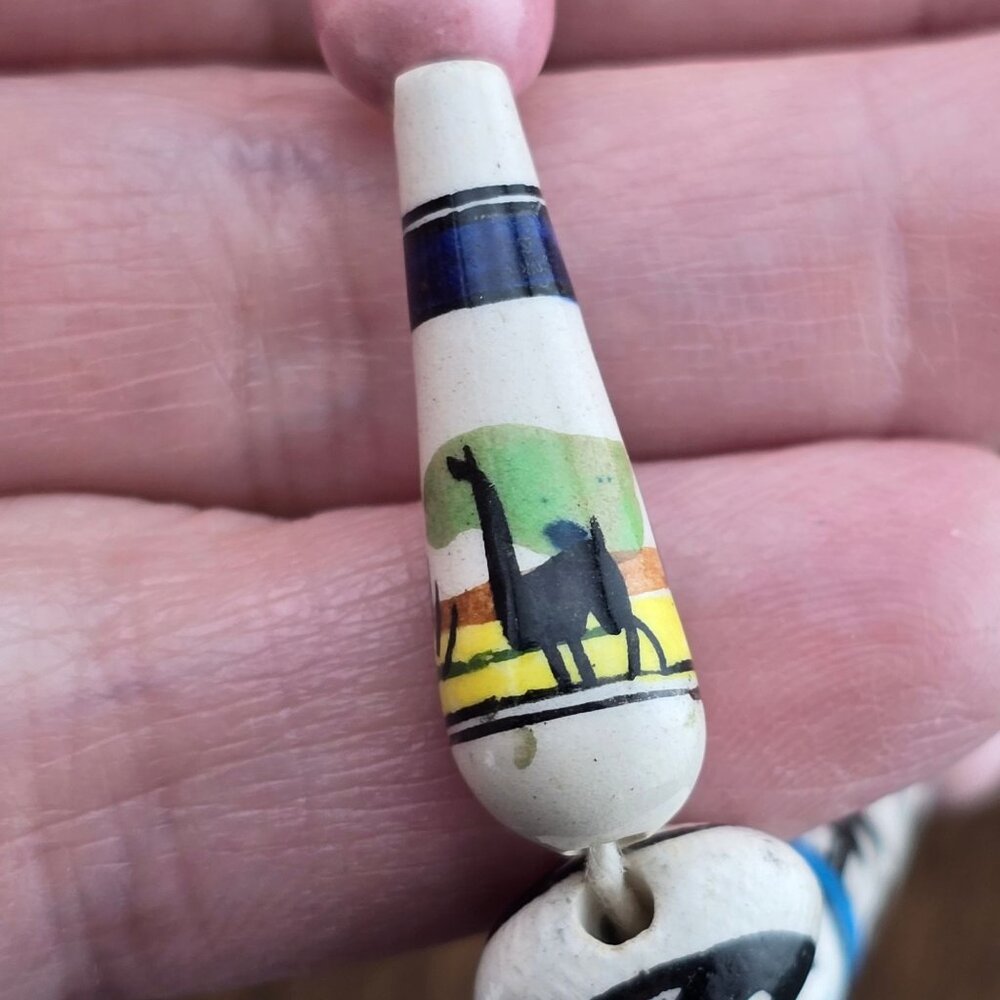 Hand-Painted Ceramic Beaded Necklace With Wildlife & Landscape Scenes READ - Picture 13 of 13